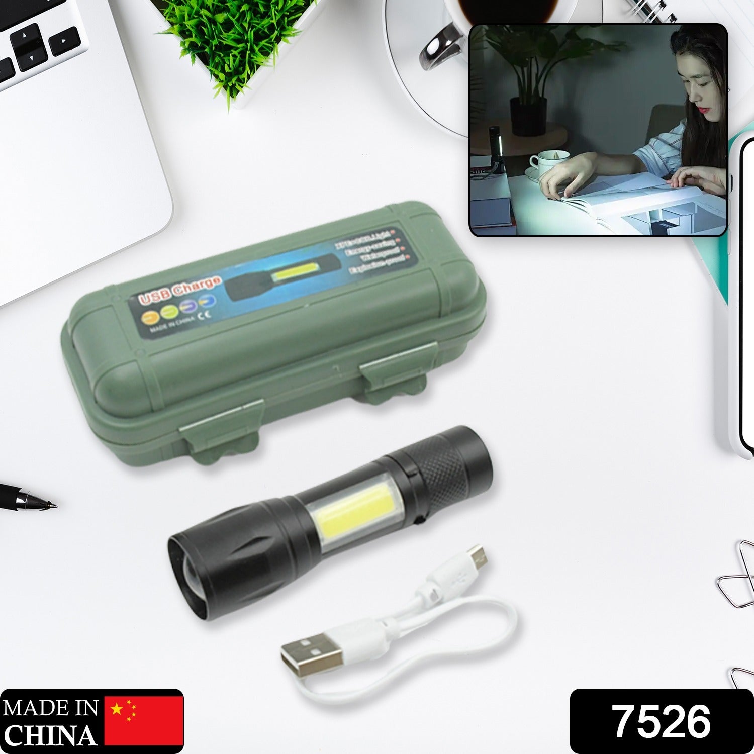 7526 LED Flashlight Rechargeable USB Mini Torch, Ultra Brightest Zoom Flash Light Handheld Pocket Compact Portable Tiny Lamp with COB Side Lantern, High Power Tactical Travel Emergency Flashlights 7526 LED Flashlight Rechargeable USB Mini Torch, Ultra Brightest Zoom Flash Light Handheld Pocket Compact Portable Tiny Lamp with COB Side Lantern, High Power Tactical Travel Emergency Flashlights